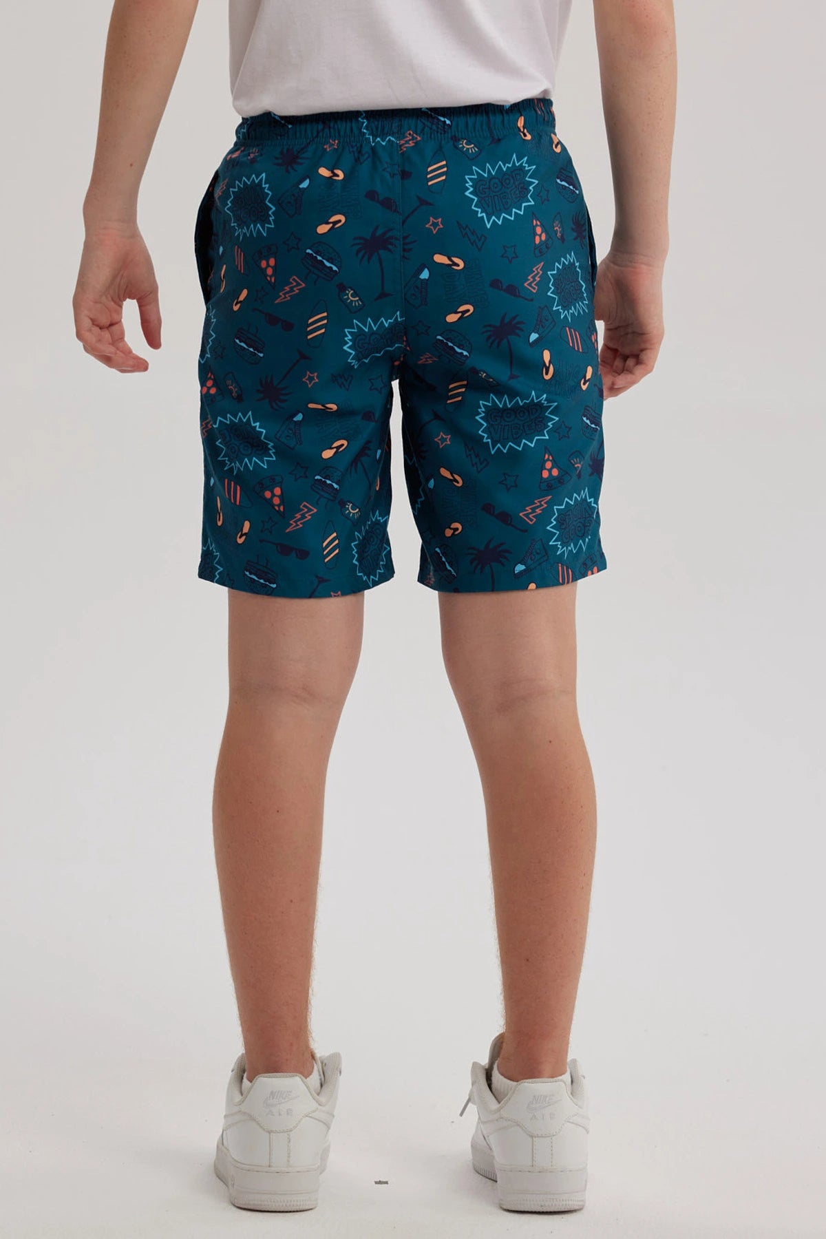 Short de Baño Niño Básico Print Petroleo