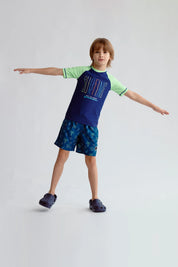 Short de Baño Niño Básico Print Petroleo