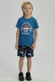 Short de Baño Niño Básico Print Negro