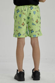 Short de Baño Niño Básico Print Verde Claro