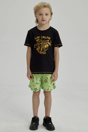 Short de Baño Niño Básico Print Verde Claro