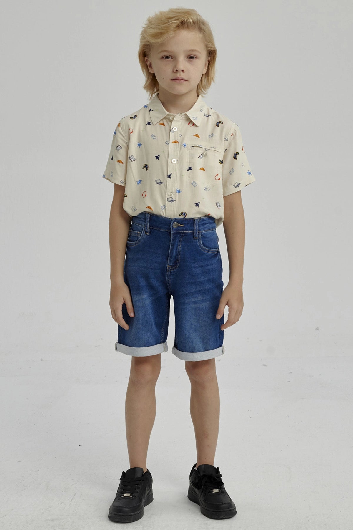 Bermuda Niño Básico Denim Azul