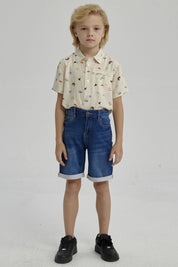 Bermuda Niño Básico Denim Azul