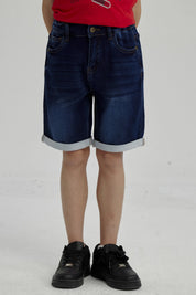 Bermuda Niño Básico Denim Azul Oscuro