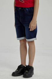 Bermuda Niño Básico Denim Azul Oscuro