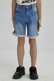 Bermuda Niño Básico Denim Celeste