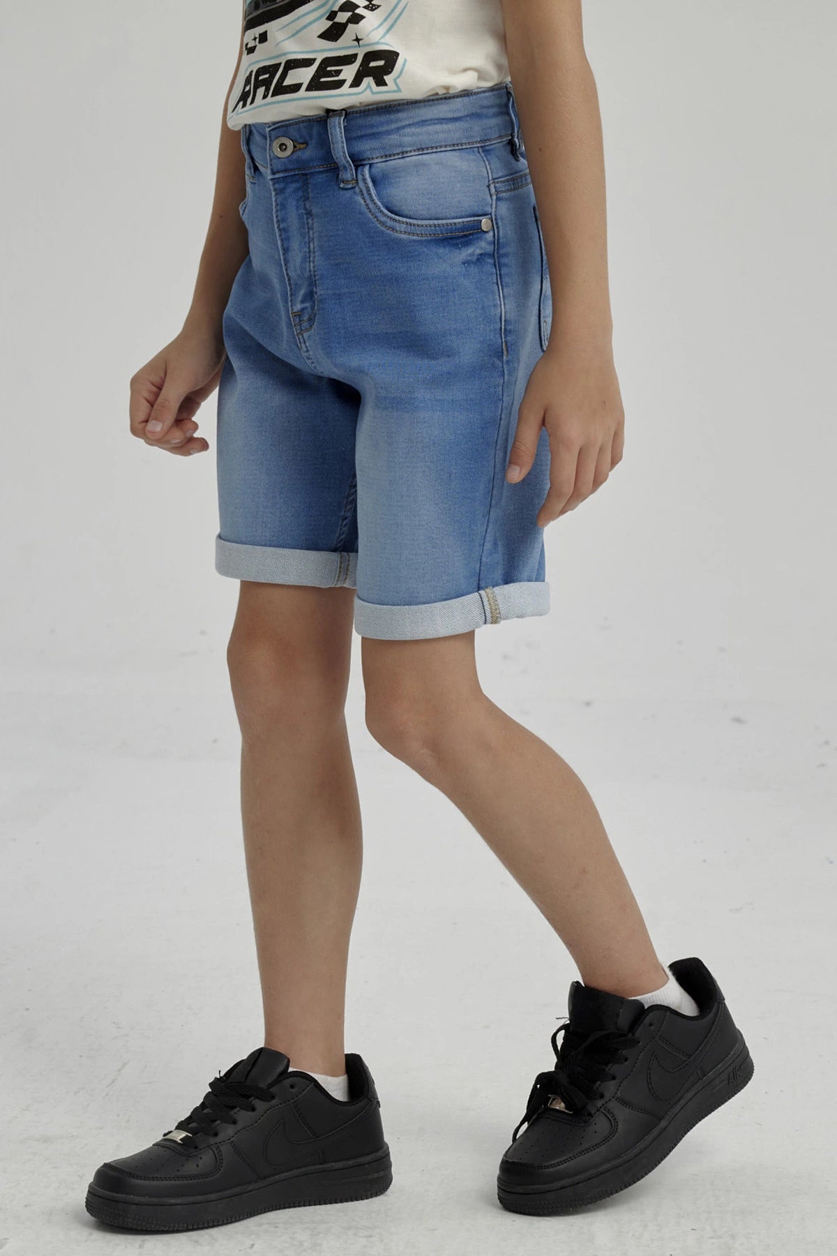 Bermuda Niño Básico Denim Celeste
