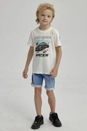 Bermuda Niño Básico Denim Celeste