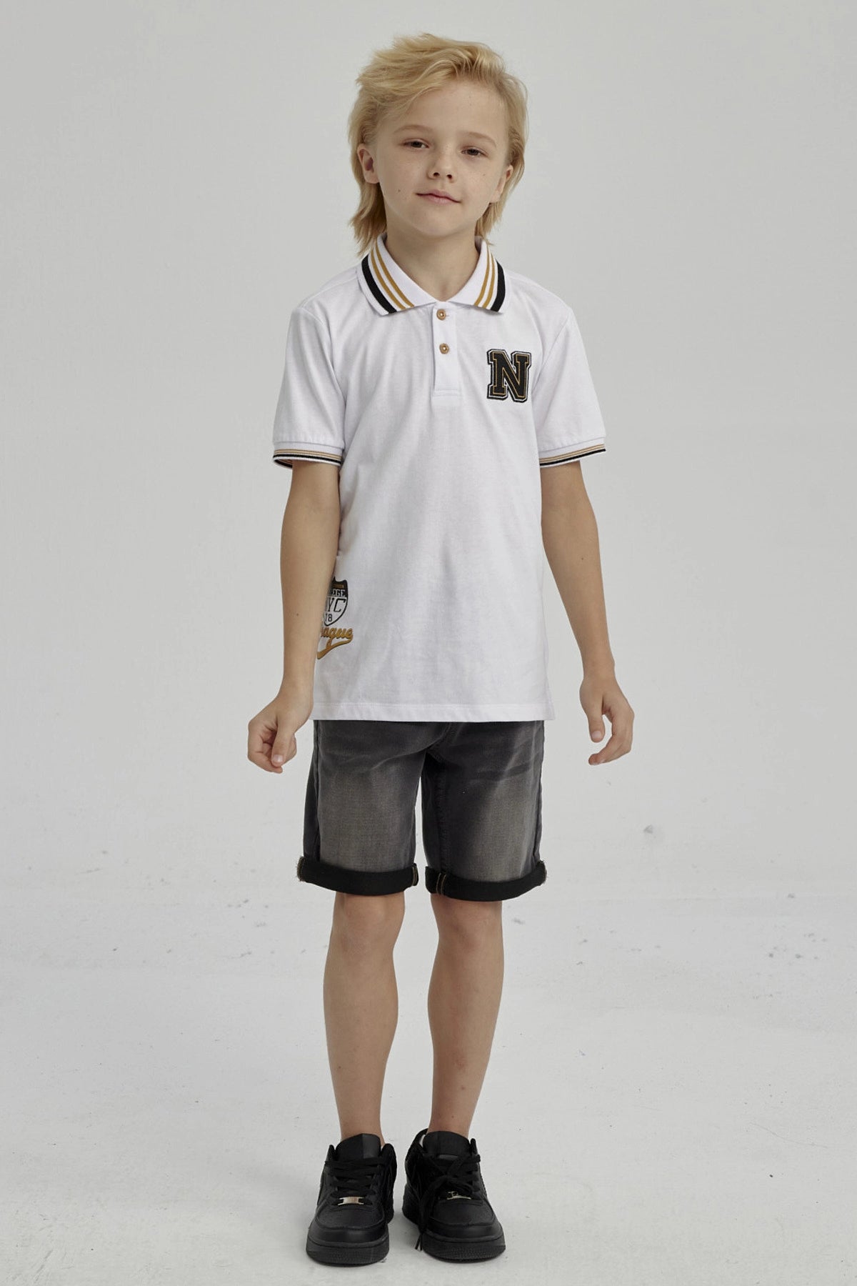 Bermuda Niño Básico Denim Gris