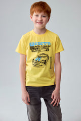 Polera Niño Básica Estampada Amarillo