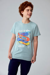 Polera Niño Básica Estampada Aqua