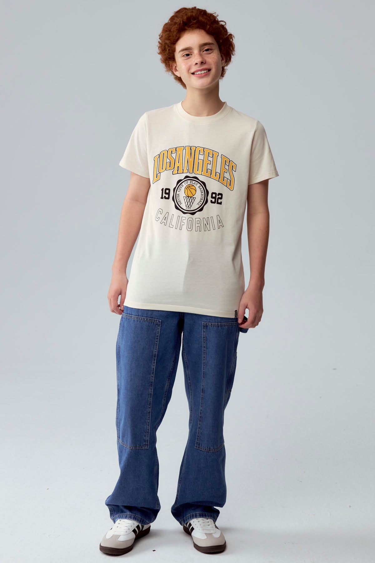 Polera Niño Básica Estampada Crudo