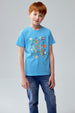 Polera Niño Básica Estampada Celeste