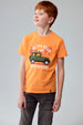 Polera Niño Básica Estampada Naranjo