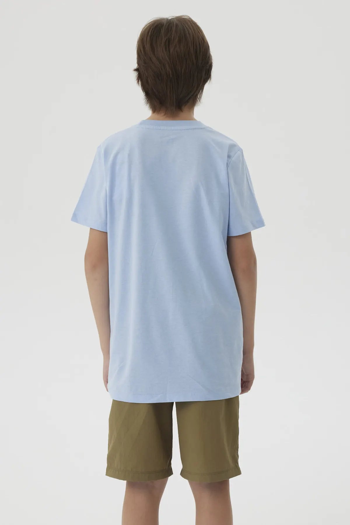 Polera Niño Básica Estampada Azul Claro