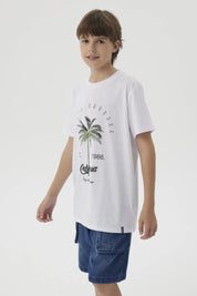 Polera Niño Básica Estampada Blanco