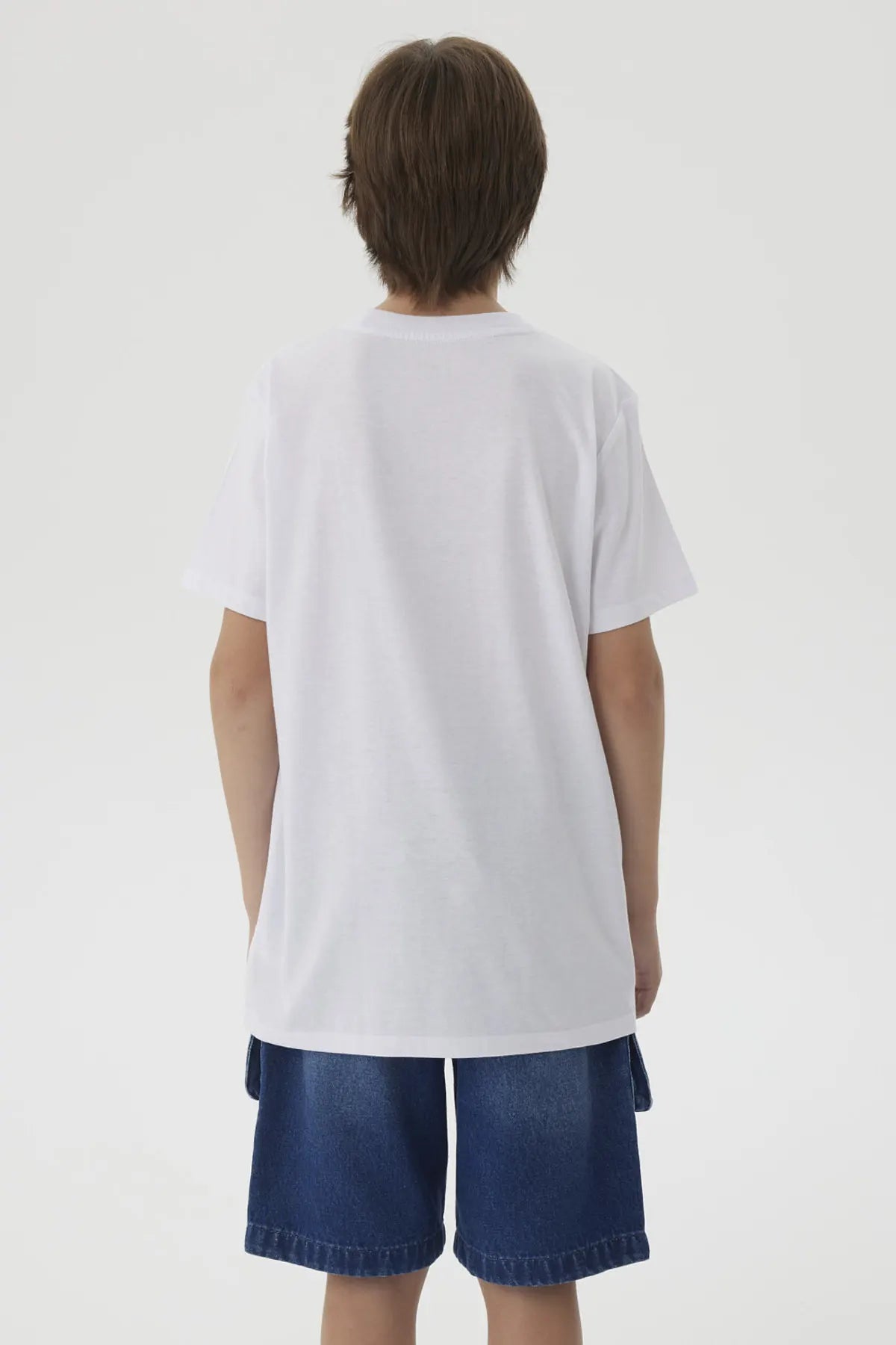 Polera Niño Básica Estampada Blanco