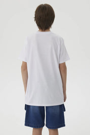 Polera Niño Básica Estampada Blanco