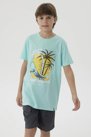 Polera Niño Básica Estampada Menta