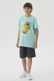 Polera Niño Básica Estampada Menta