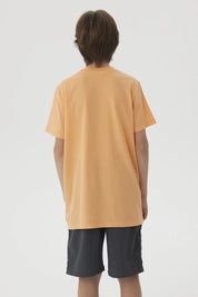 Polera Niño Básica Estampada Naranjo