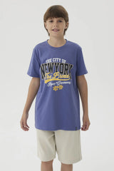 Polera Niño Básica Estampada Violeta