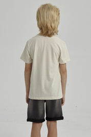 Polera Niño Básica Estampada Crudo