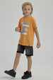 Polera Niño Básica Estampada Naranjo
