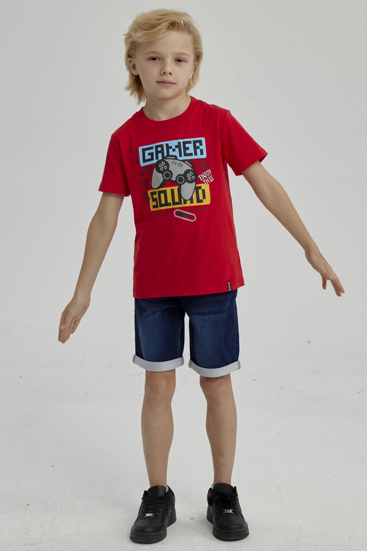 Polera Niño Básica Estampada Rojo