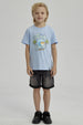 Polera Niño Básica Estampada Celeste