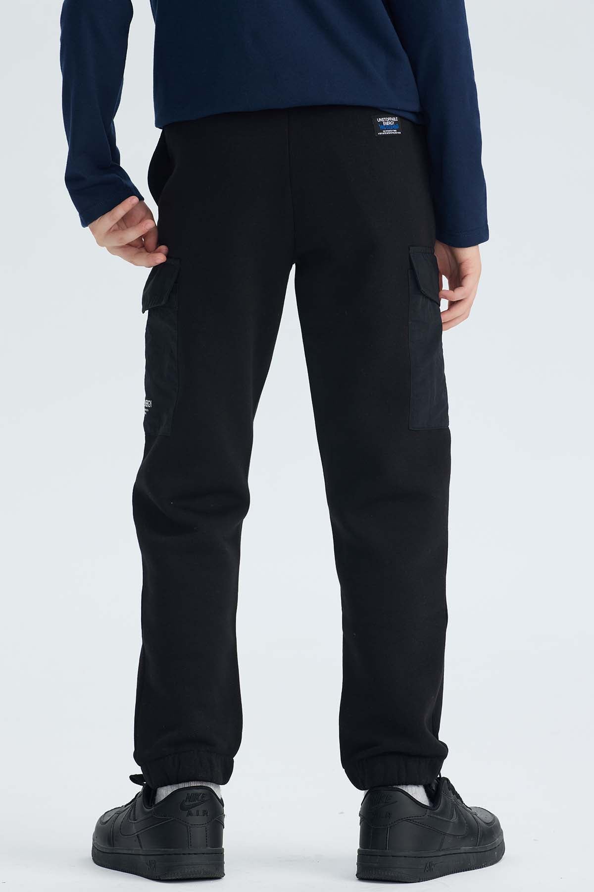 Pantalón Buzo Niño Jogger Cargo Negro