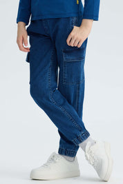 Jeans Niño Jogger Cargo Azul