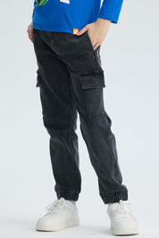 Jeans Niño Jogger Cargo Negro