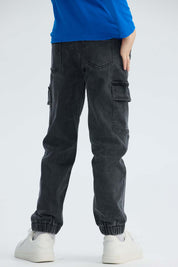 Jeans Niño Jogger Cargo Negro