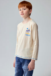 Polera Niño Print Posicional Crudo