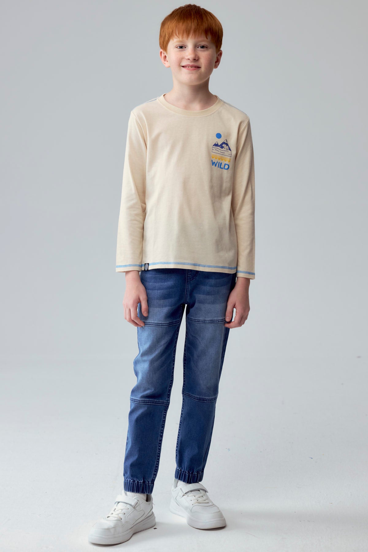 Polera Niño Print Posicional Crudo