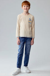 Polera Niño Print Posicional Crudo