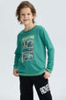 Polera Niño Print Posicional Verde