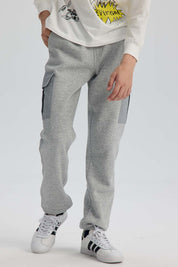Pantalón Buzo Niño Jogger Cargo Gris Melange