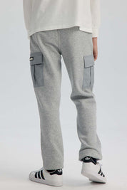 Pantalón Buzo Niño Jogger Cargo Gris Melange