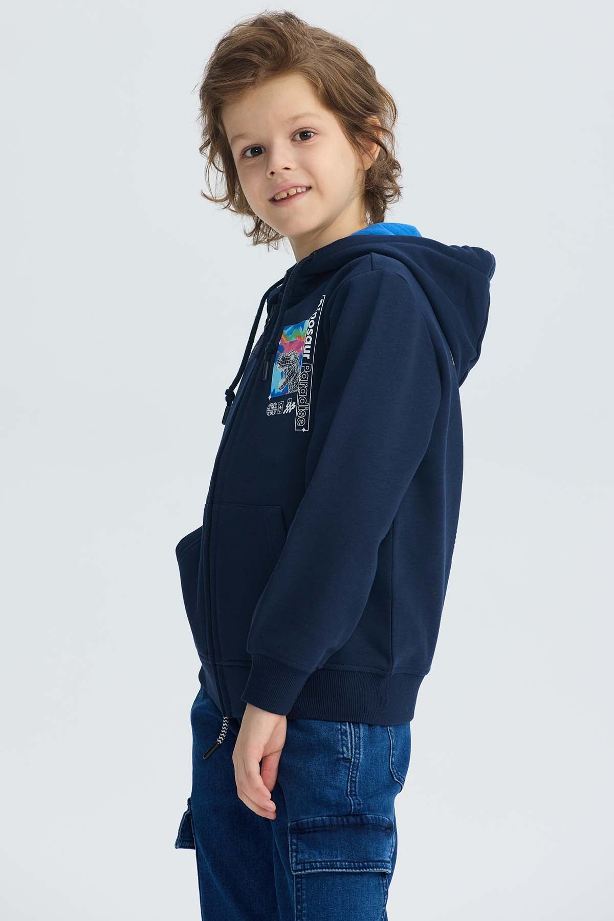Polerón Niño Print Posicional Azul Oscuro
