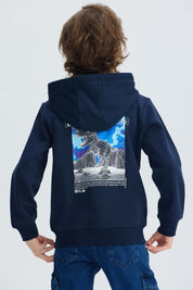 Polerón Niño Print Posicional Azul Oscuro