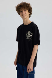 Polera Niño Con Print Negro