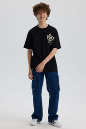 Polera Niño Con Print Negro