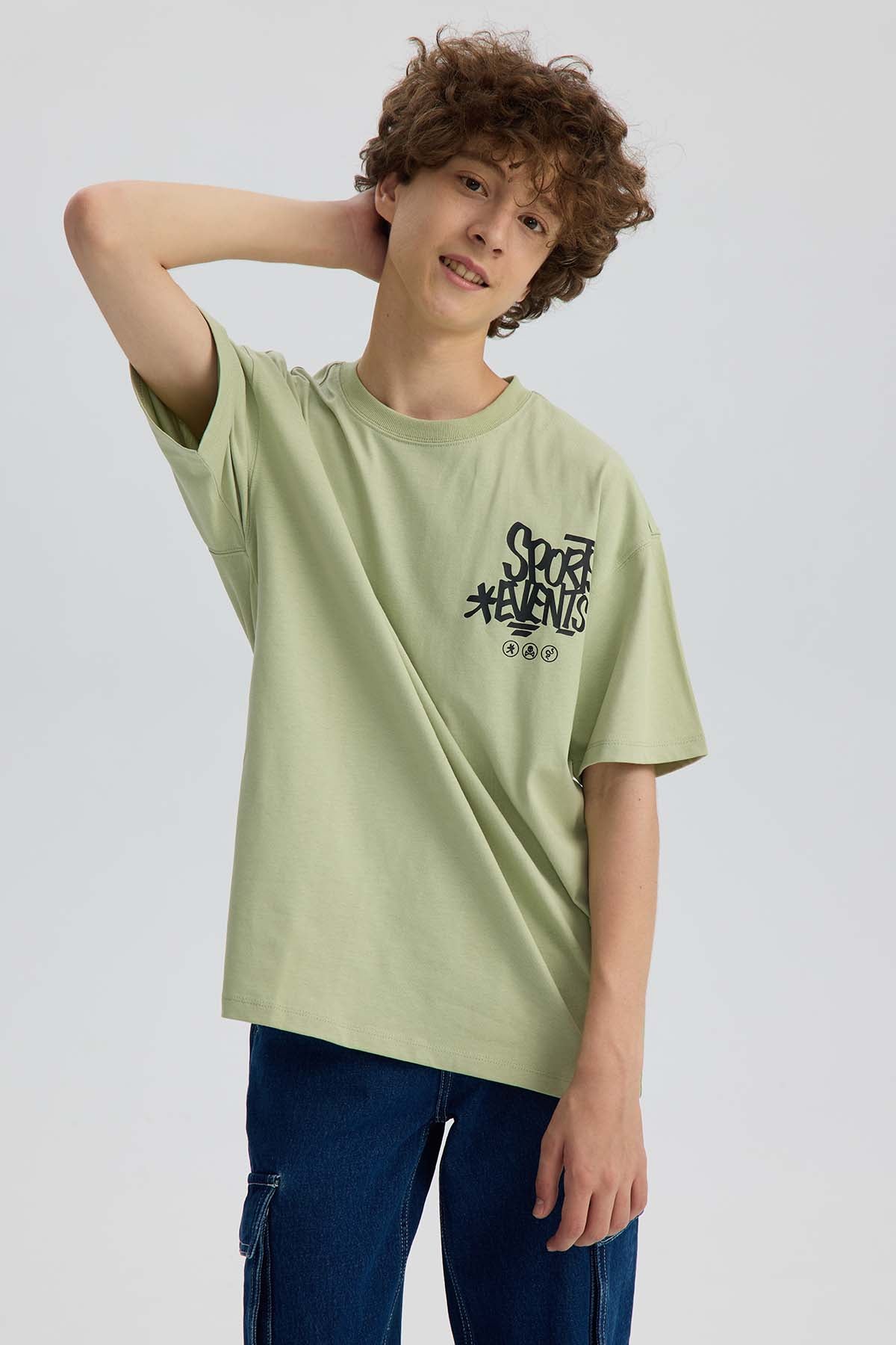 Polera Niño Con Print Verde Claro