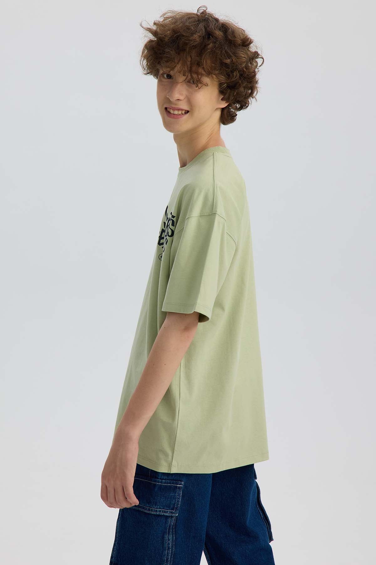 Polera Niño Con Print Verde Claro