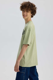 Polera Niño Con Print Verde Claro