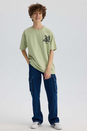 Polera Niño Con Print Verde Claro