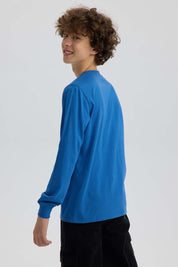Polera Niño Print Mangas Azul