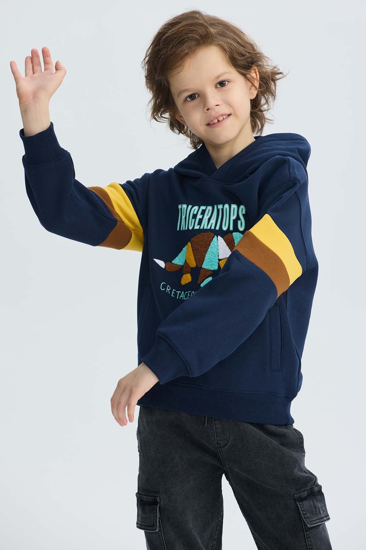 Polerón Niño Print Posicional Azul Oscuro